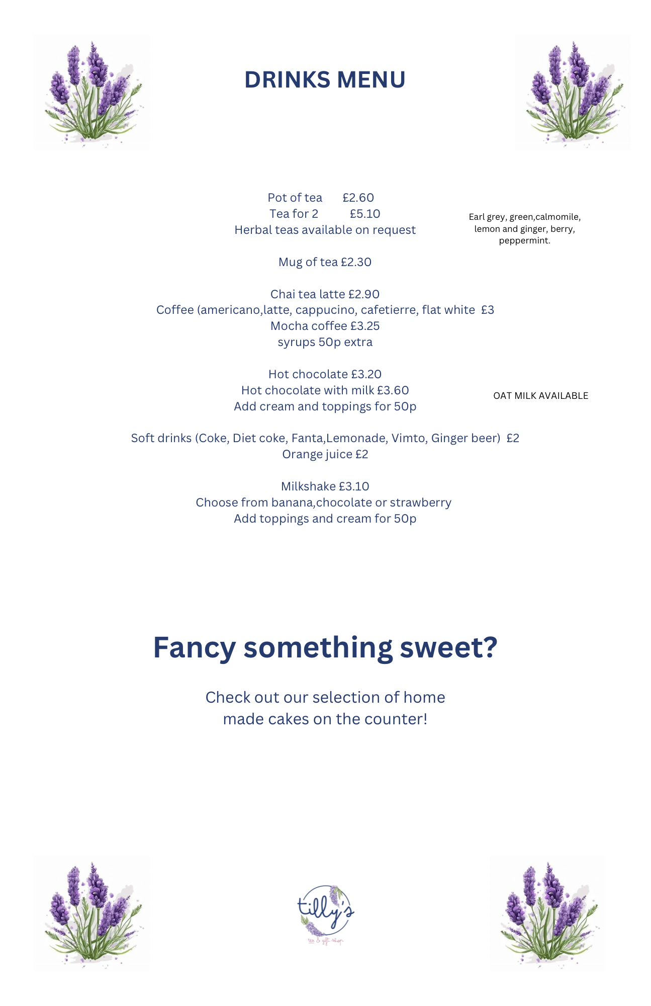 Shop menu
