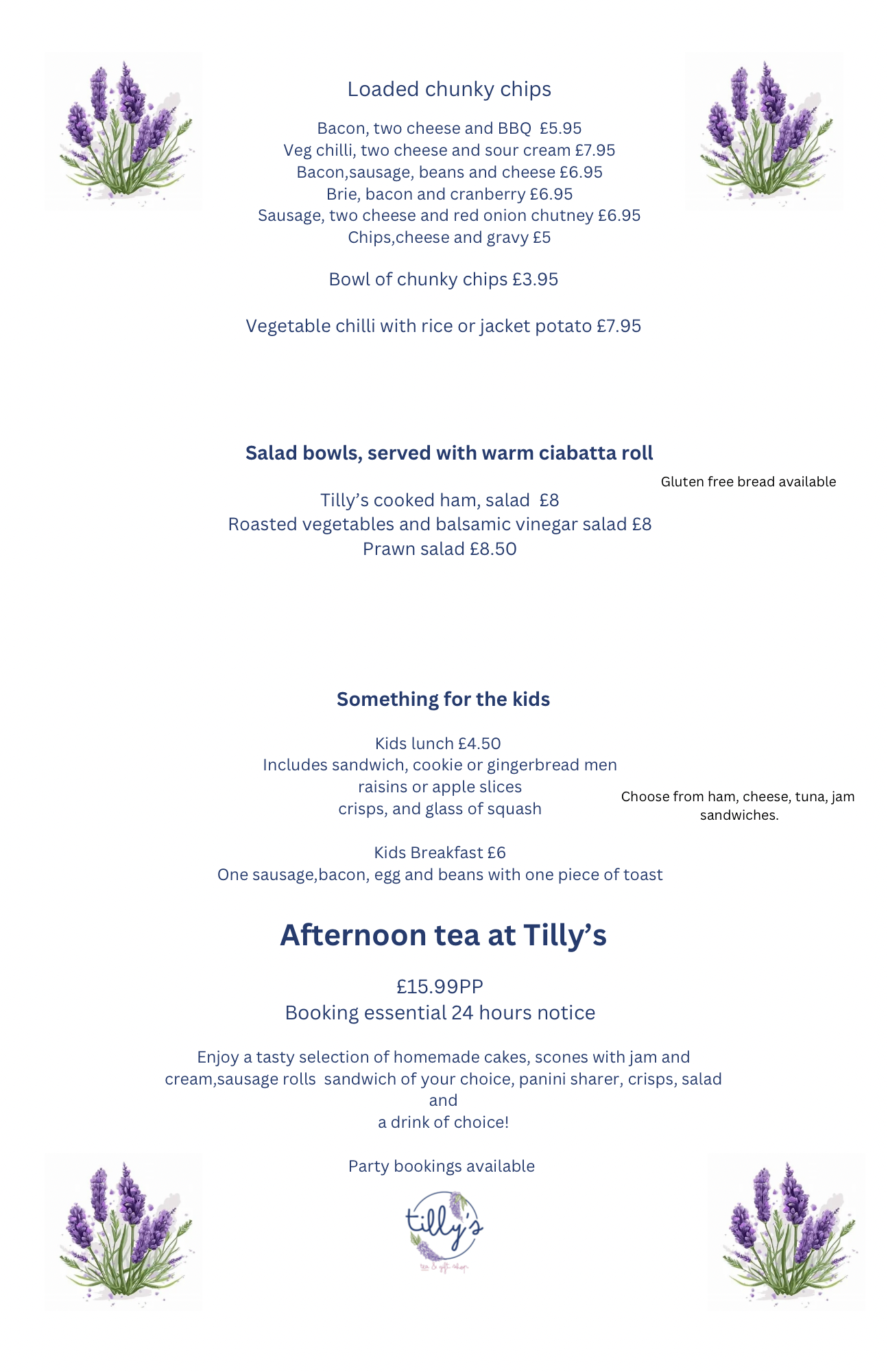 Shop menu