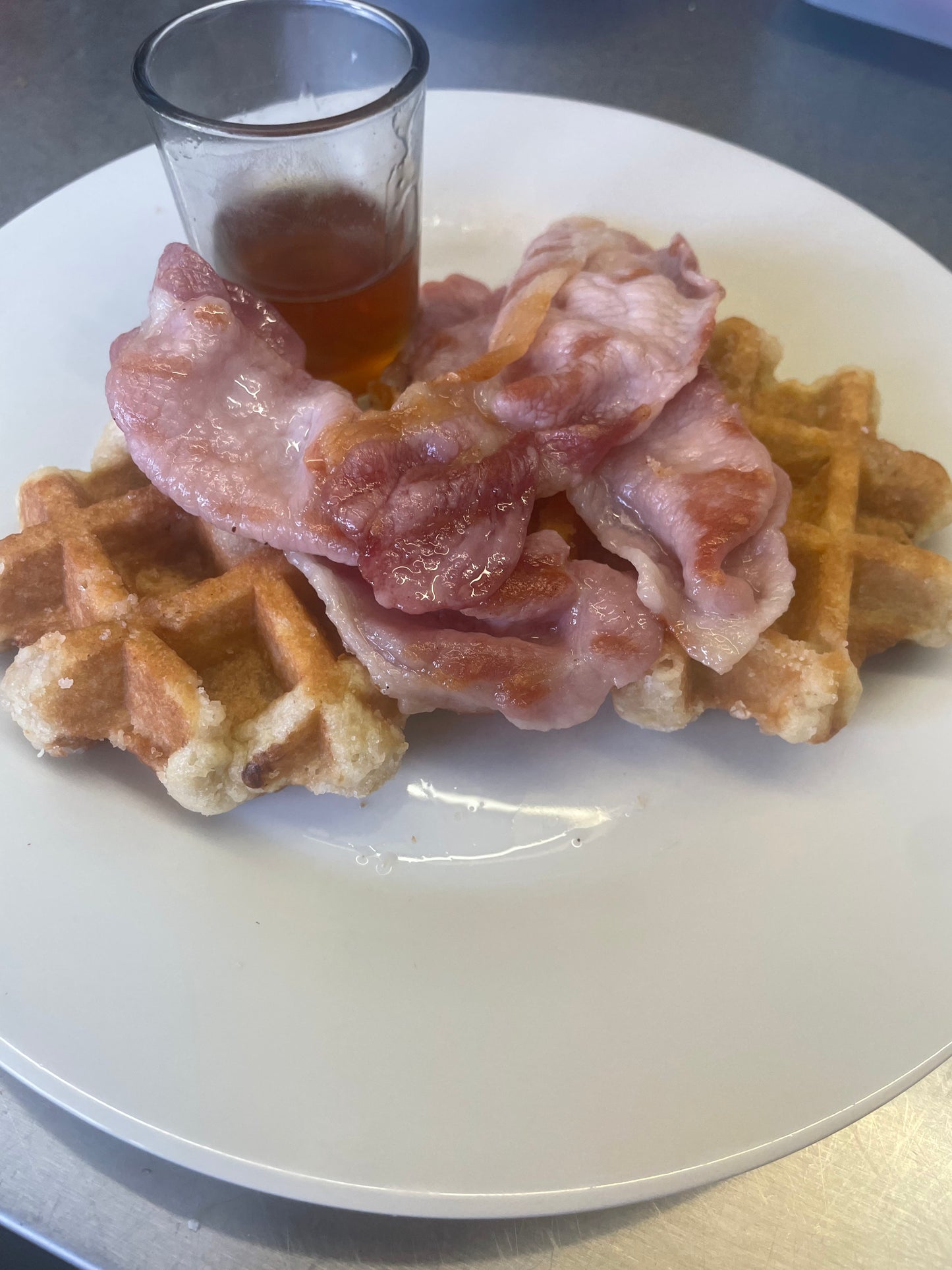 Bacon, waffles and maple syrup