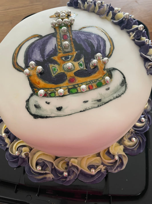Medium fondant cake with painted details